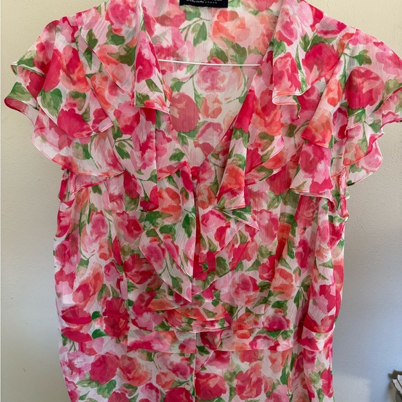 Jones New York Tops - Jones New York Pink and Green Floral Blouse